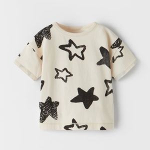ZARA Toddler Star Shirt - Ecru Size 12-18M
